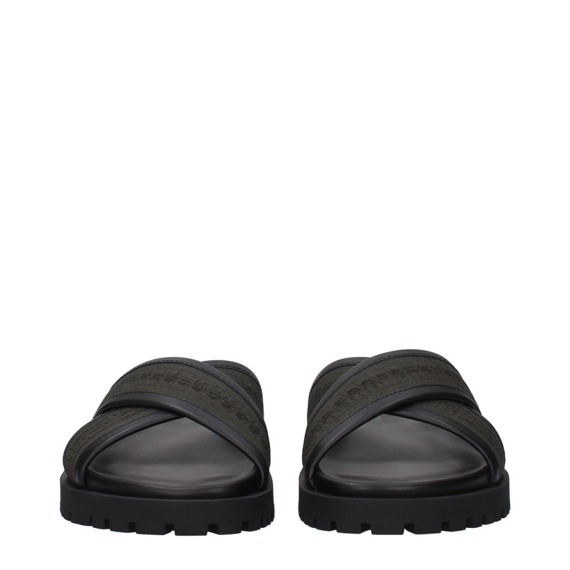 Off-White Green Fabric Flat Sandals for Men