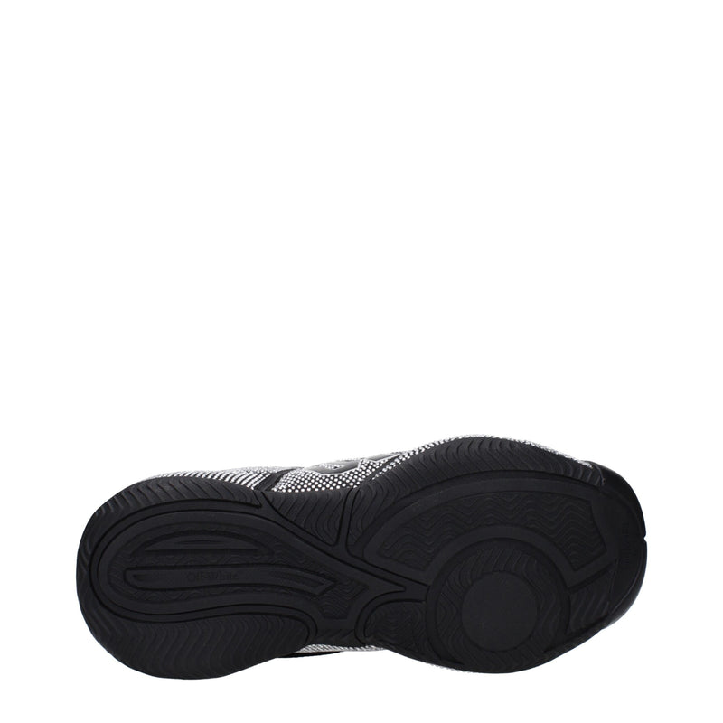 Off-White Black Cotton Sneakers with Rhinestones