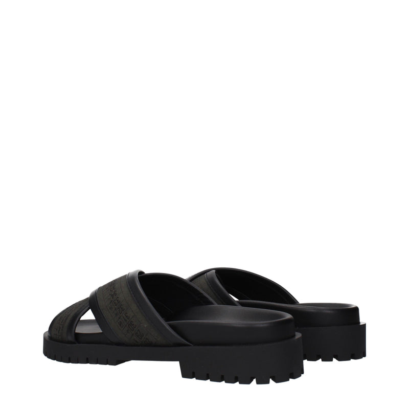 Off-White Green Fabric Flat Sandals for Men