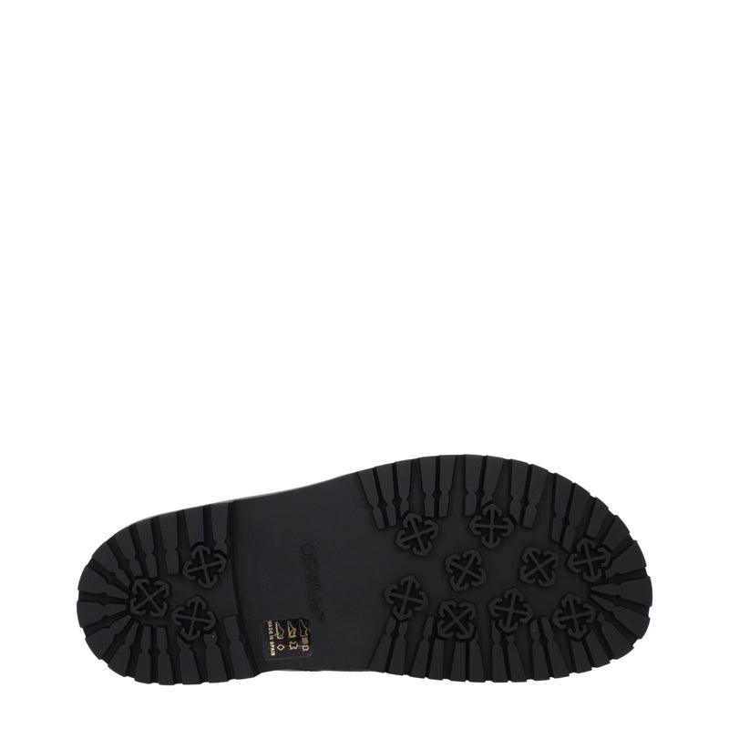 Off-White Green Fabric Flat Sandals for Men