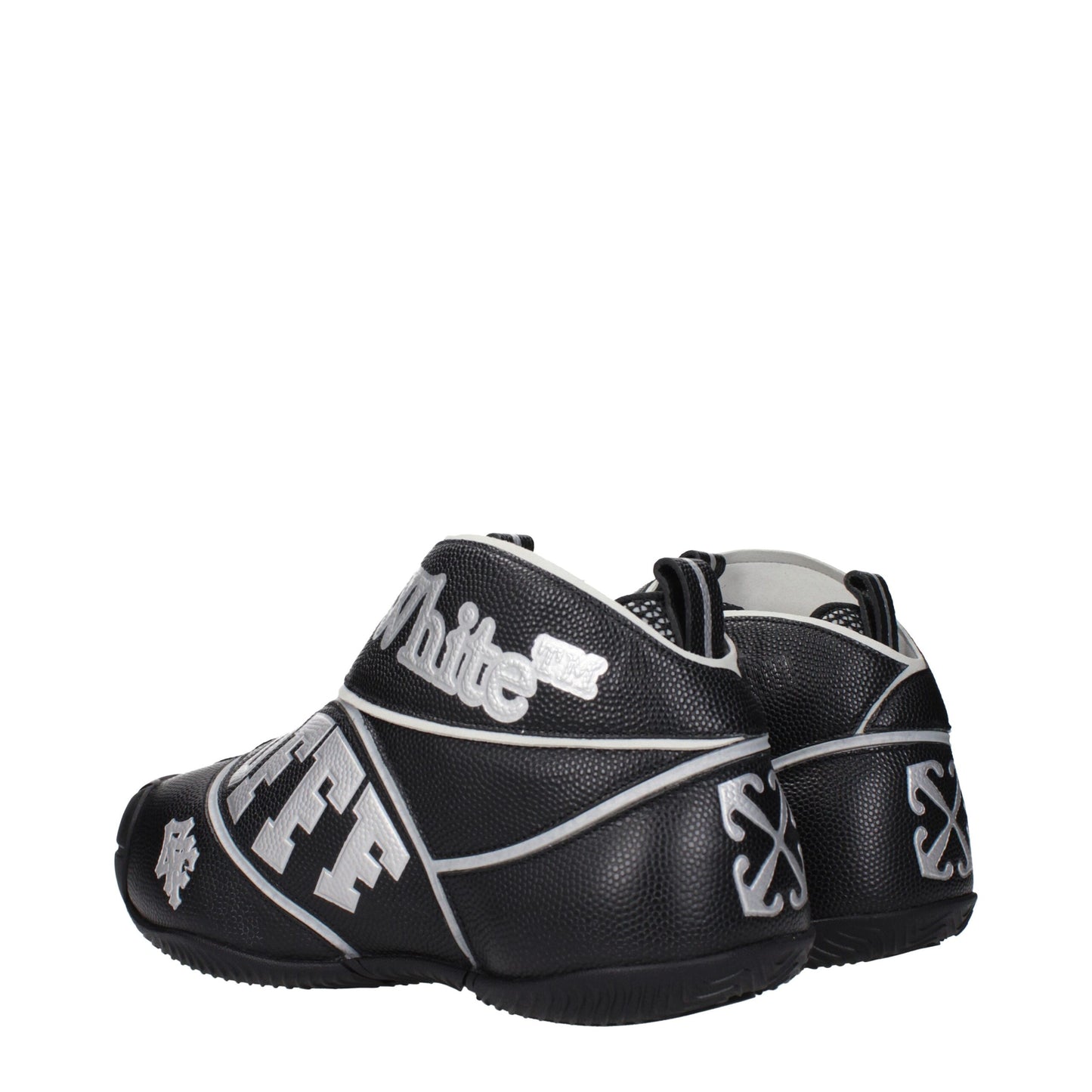 Baskets montantes en cuir noir et blanc cassé