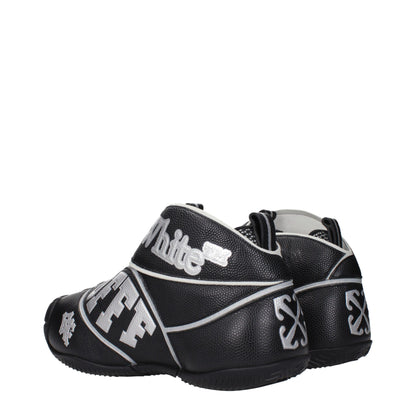 Baskets montantes en cuir noir et blanc cassé