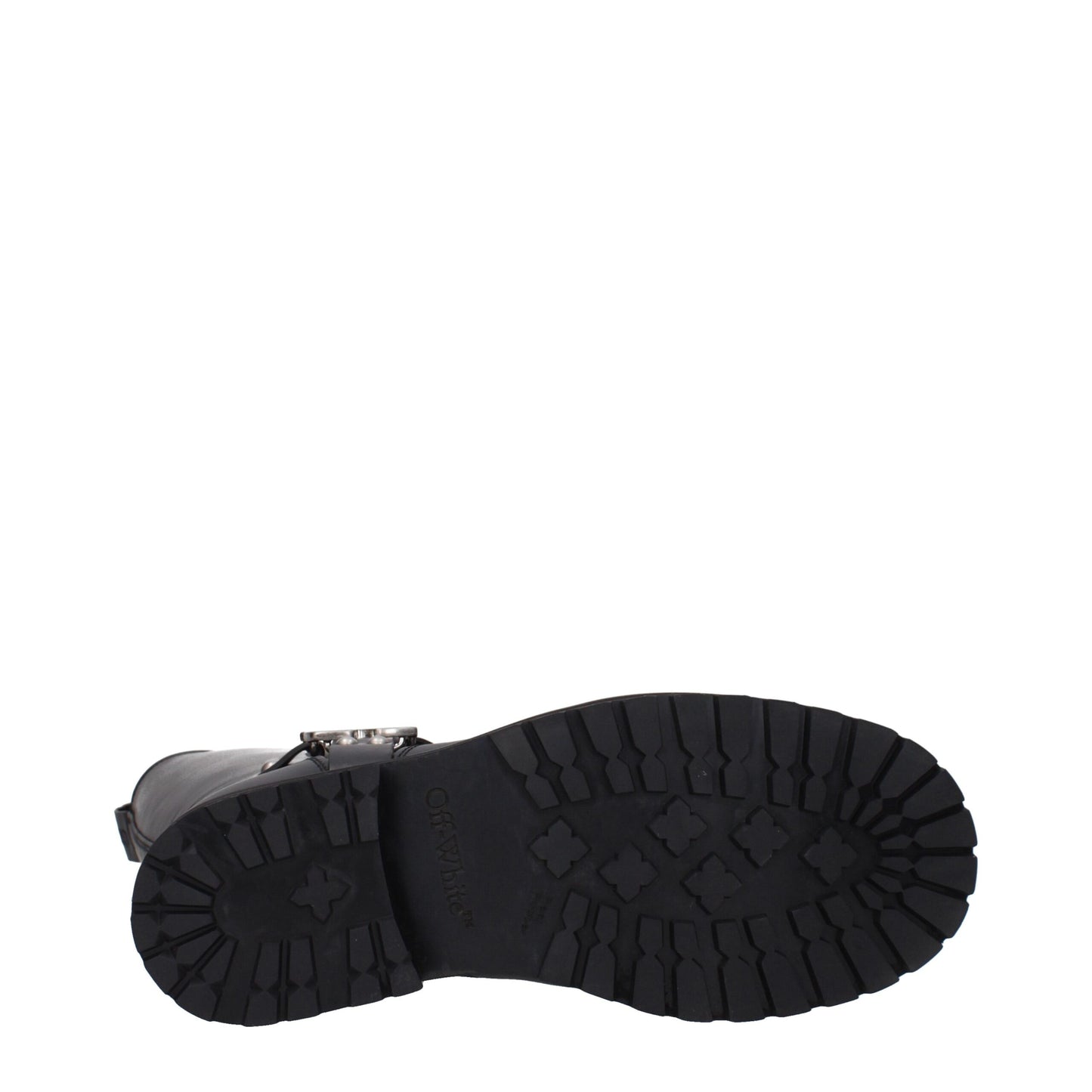 Bottes plates en cuir noir et blanc cassé