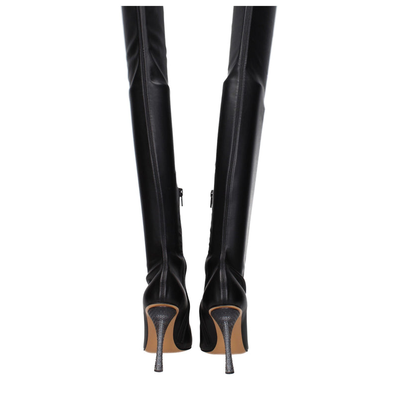 Off-White Black Leather Over The Knee Boots