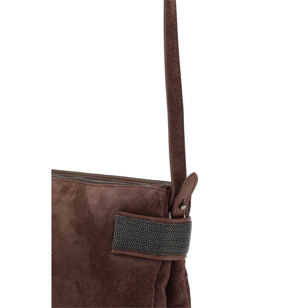 Brunello Cucinelli Sac à bandoulière en cuir de daim