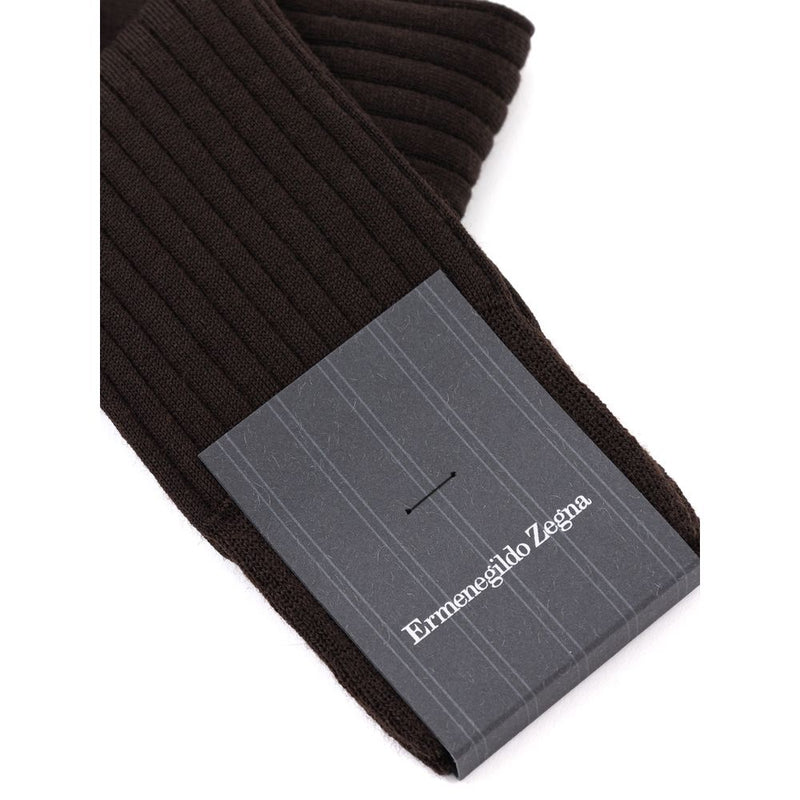 ZEGNA Brown Wool Sock - 3-Pack Premium Merino Wool for Men