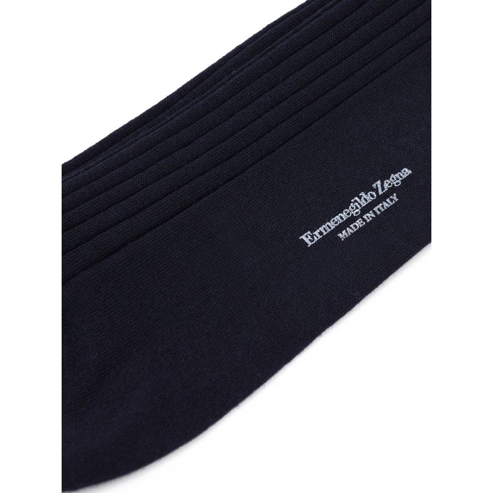 ZEGNA Chaussettes en Laine Bleue Marine - Pack de 3 pour Hommes