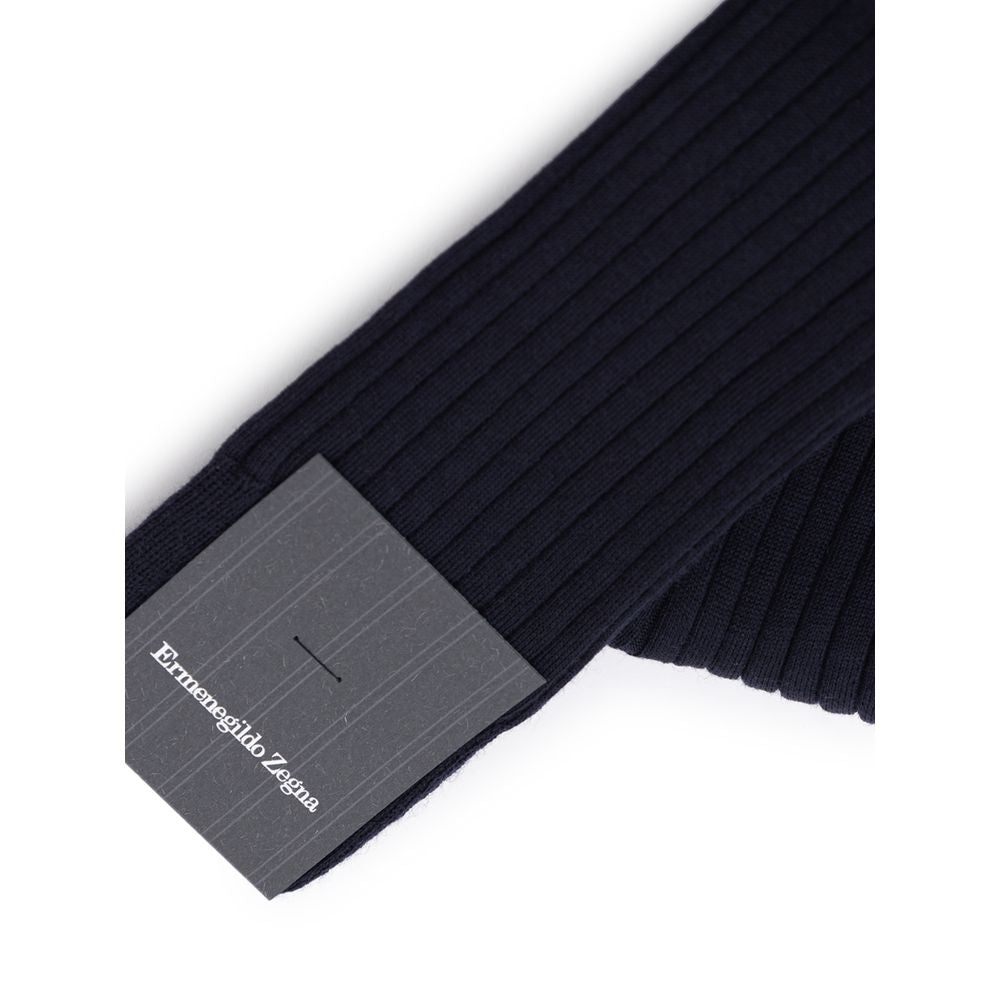 ZEGNA Chaussettes en Laine Bleue Marine - Pack de 3 pour Hommes