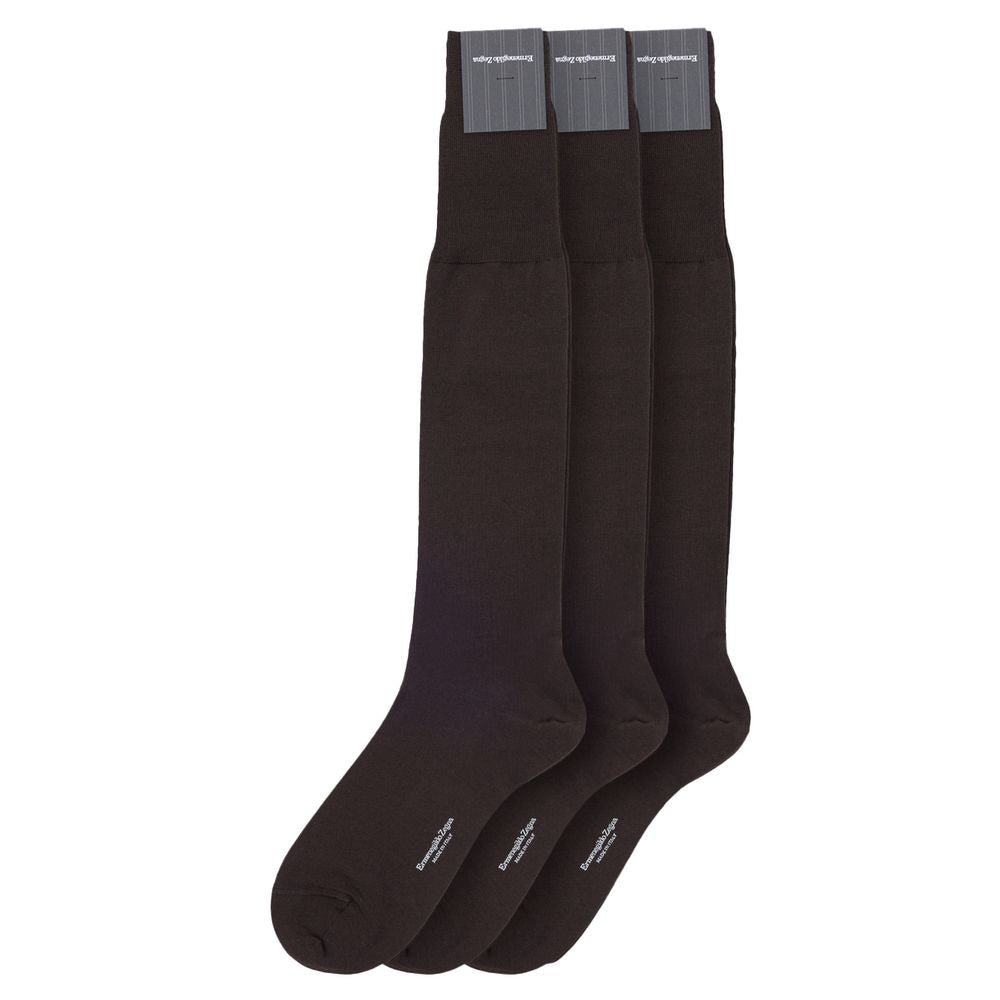 ZEGNA Brown Wool Sock - Premium Merino Blend for Men