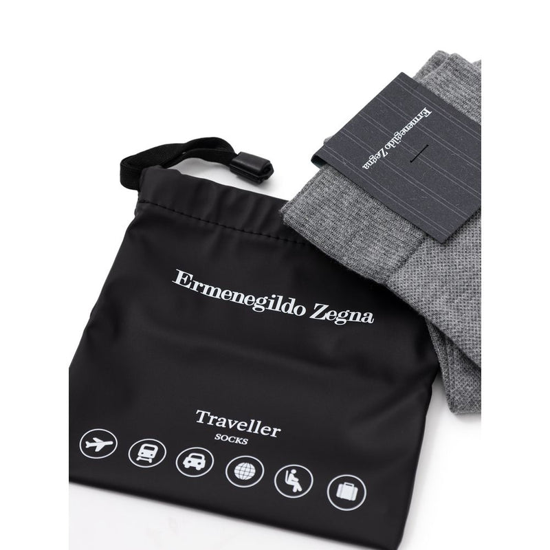 ZEGNA Chaussettes en Coton Grises - Paquet de 2 pour Hommes