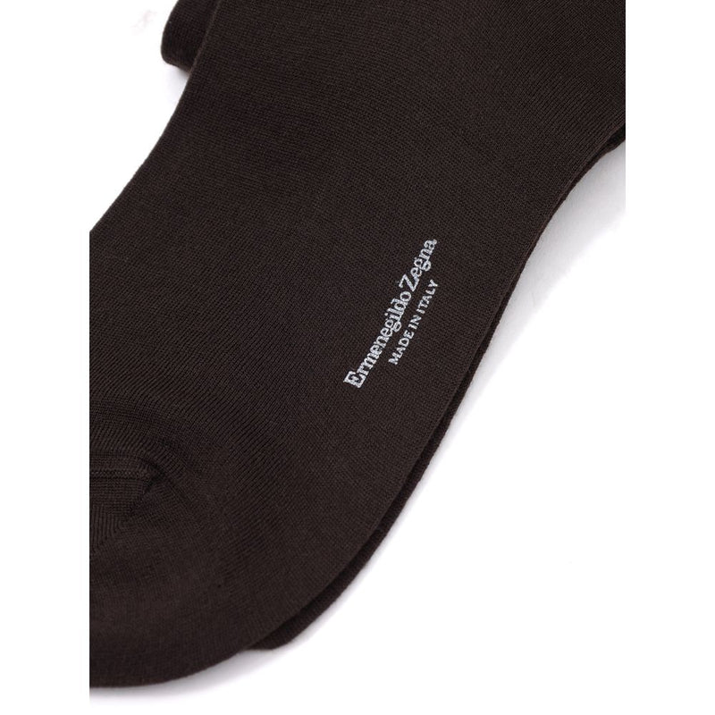 ZEGNA Brown Wool Sock - Premium Merino Blend for Men