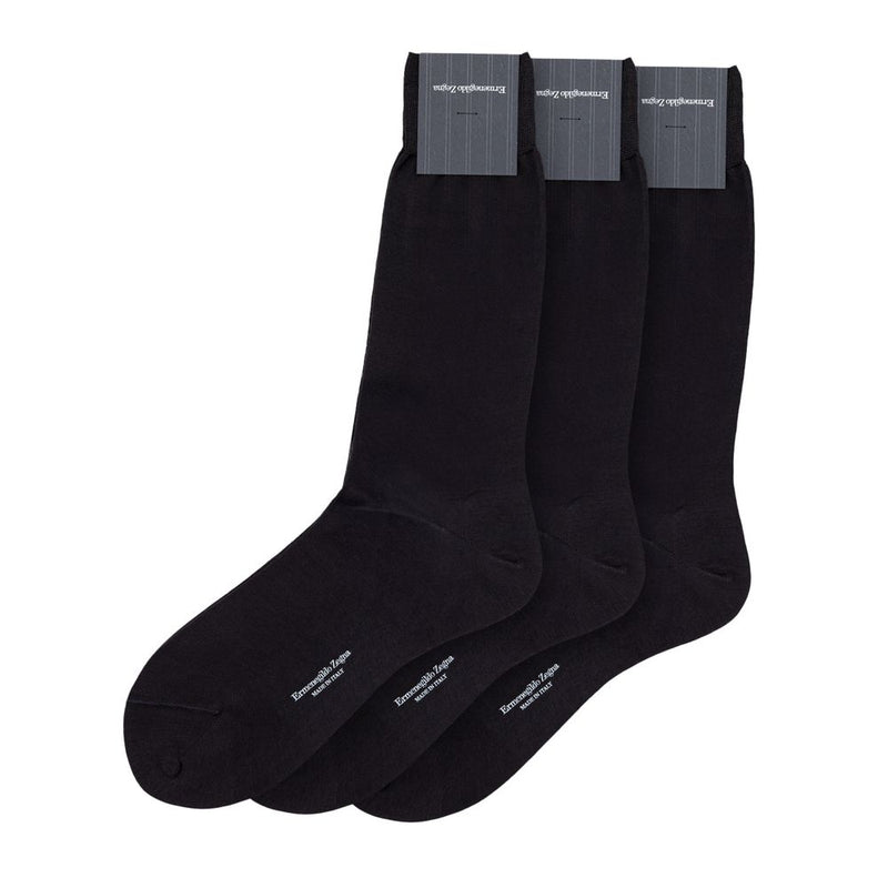 ZEGNA Gray Cotton Socks - 3-Pack for Men
