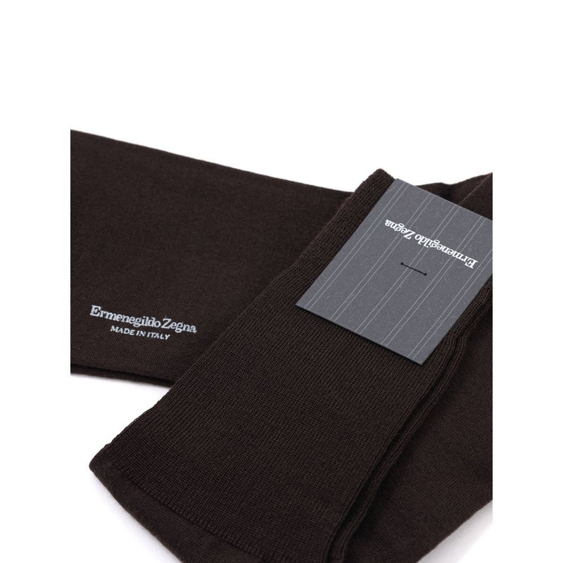 ZEGNA Brown Wool Sock - Premium Merino Blend for Men