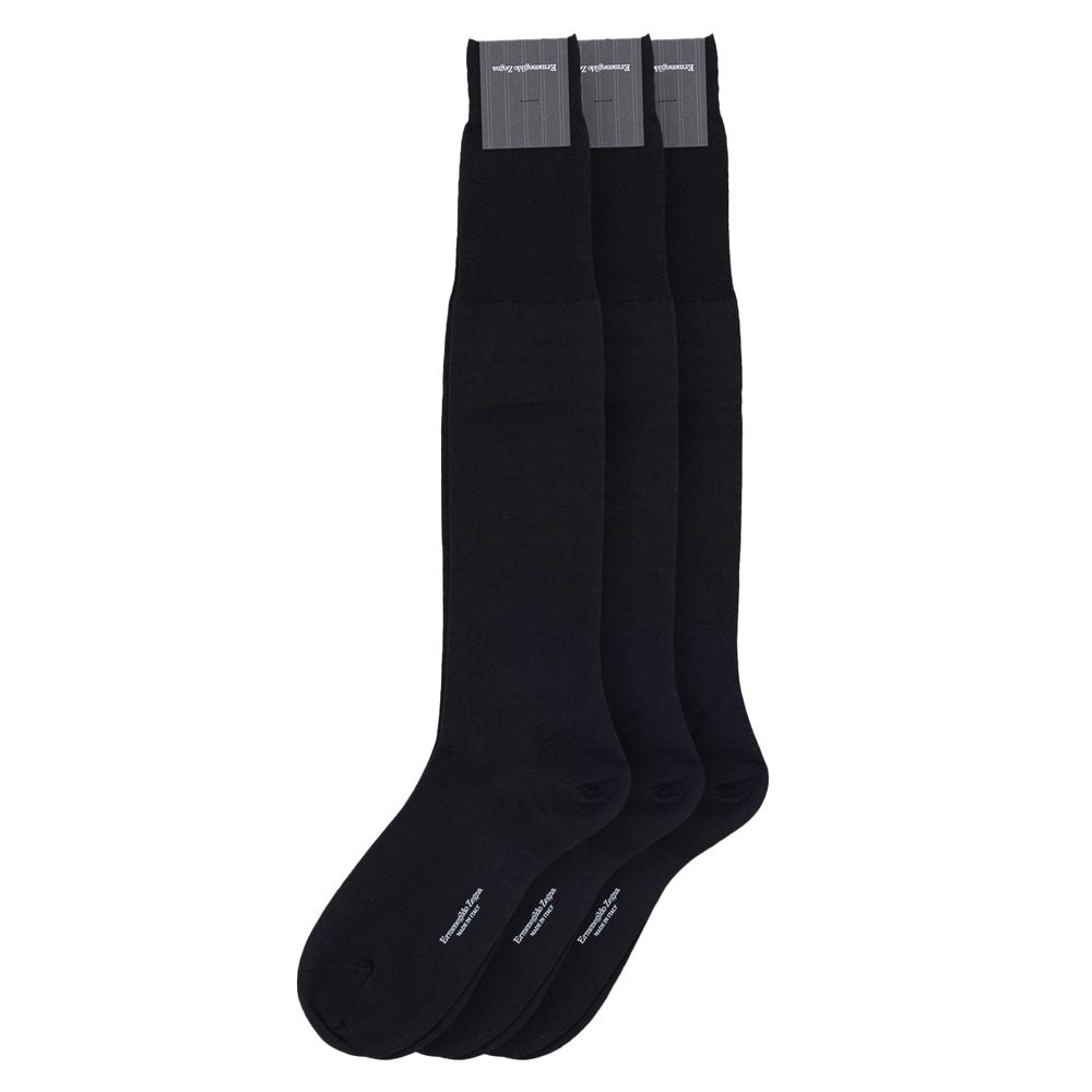 ZEGNA Black Wool Sock - 3-Pack for Men