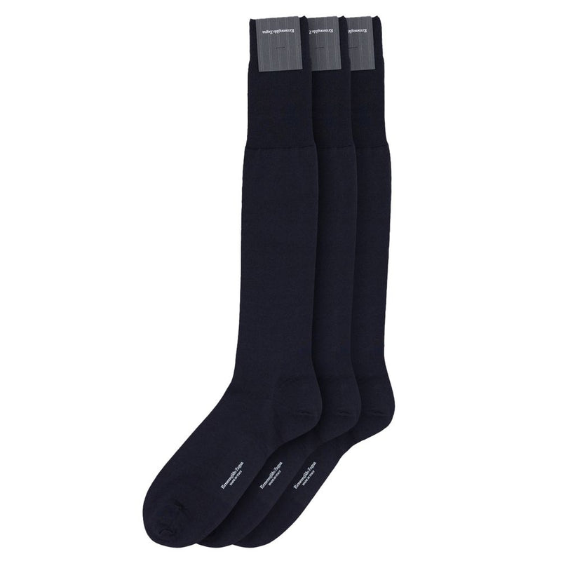 ZEGNA Navy Blue Wool Socks - 3-Pack for Men