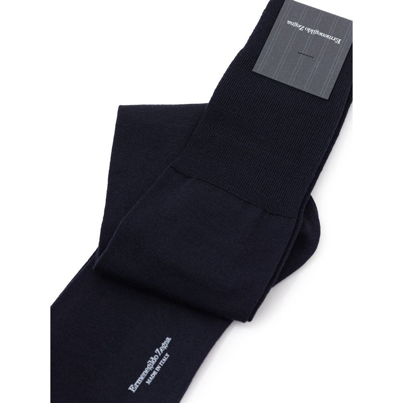 ZEGNA Blue Wool Sock - Luxurious Merino Blend for Comfort