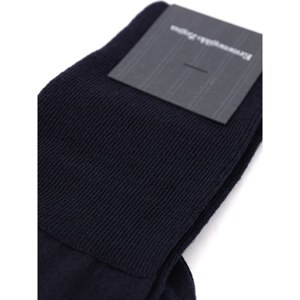 ZEGNA Blue Wool Sock - Luxurious Merino Blend for Comfort