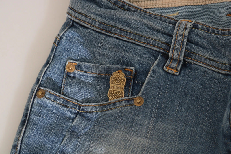John Galliano Blue Washed Mid Waist Skinny Denim Pants