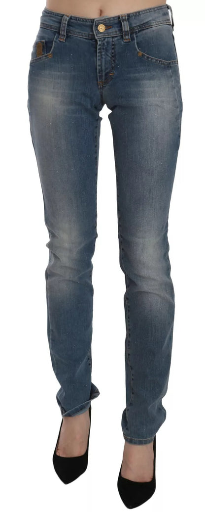 Pantalon en jean décontracté slim taille mi-hauteur, bleu délavé, John Galliano