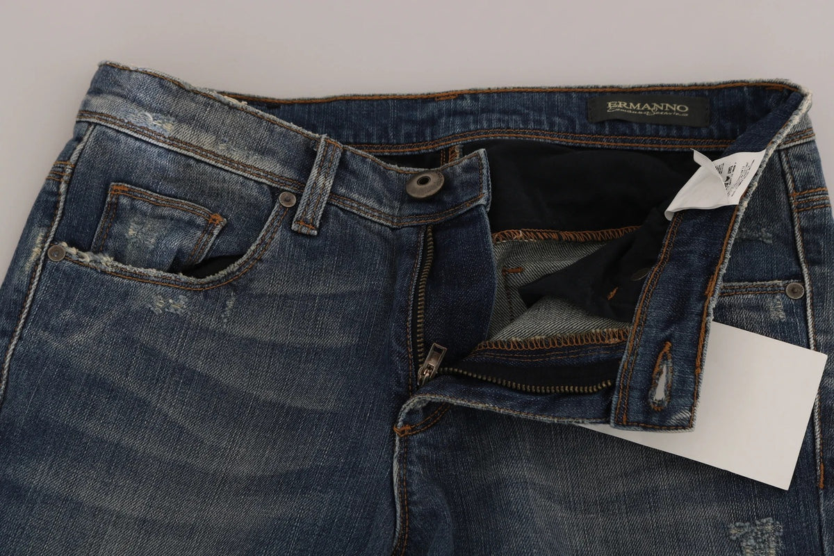 Ermanno Scervino Pantalon en Denim Bleu Délavé Boot Cut