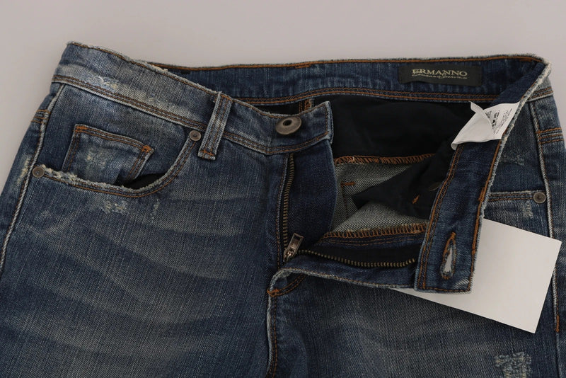 Ermanno Scervino Blue Washed Boot Cut Casual Denim Pants