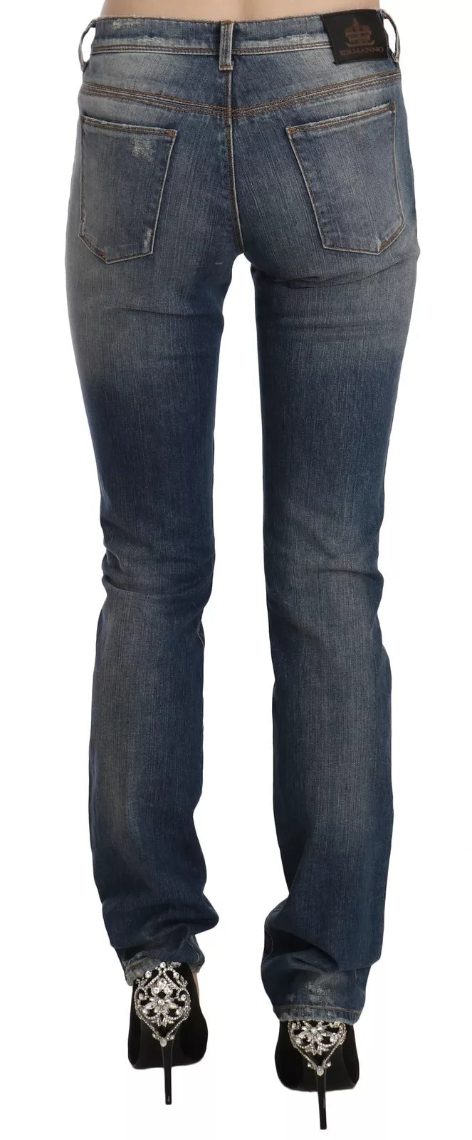 Ermanno Scervino Blue Washed Boot Cut Casual Denim Pants