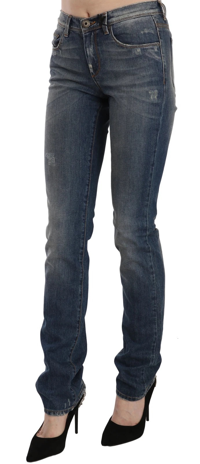 Ermanno Scervino Blue Washed Boot Cut Casual Denim Pants