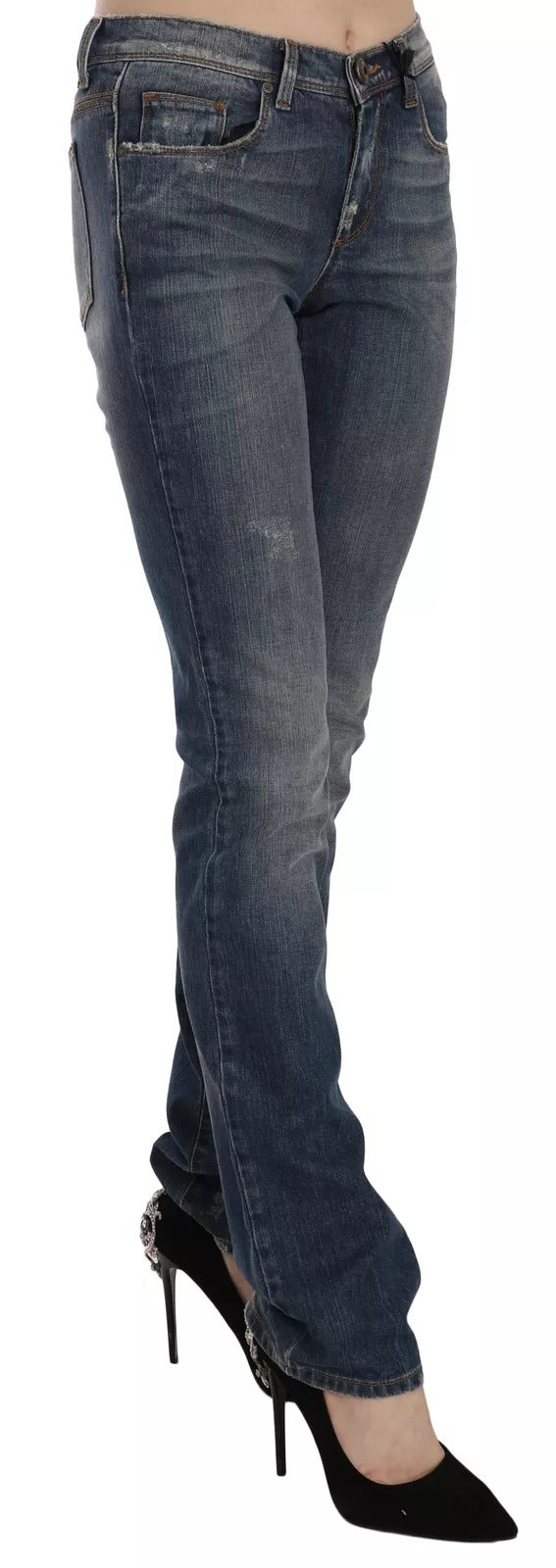 Ermanno Scervino Blue Washed Boot Cut Casual Denim Pants