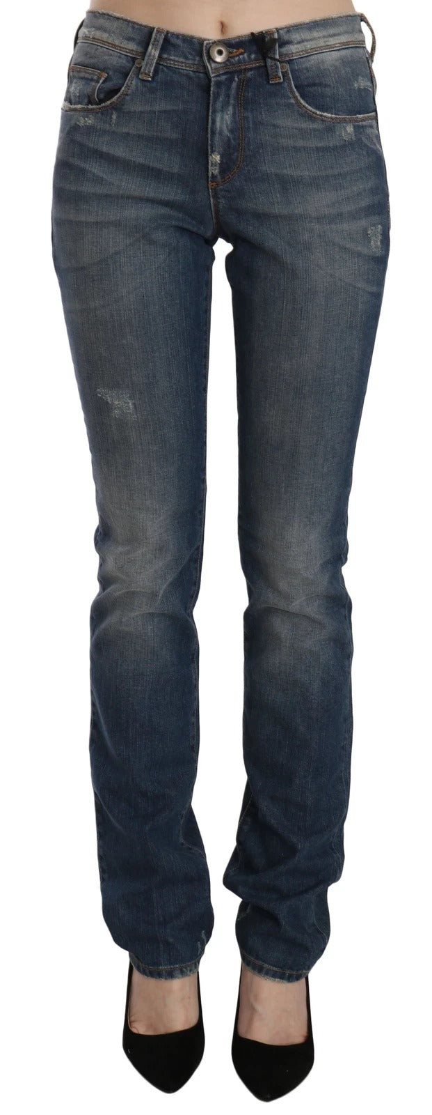 Ermanno Scervino Blue Washed Boot Cut Casual Denim Pants