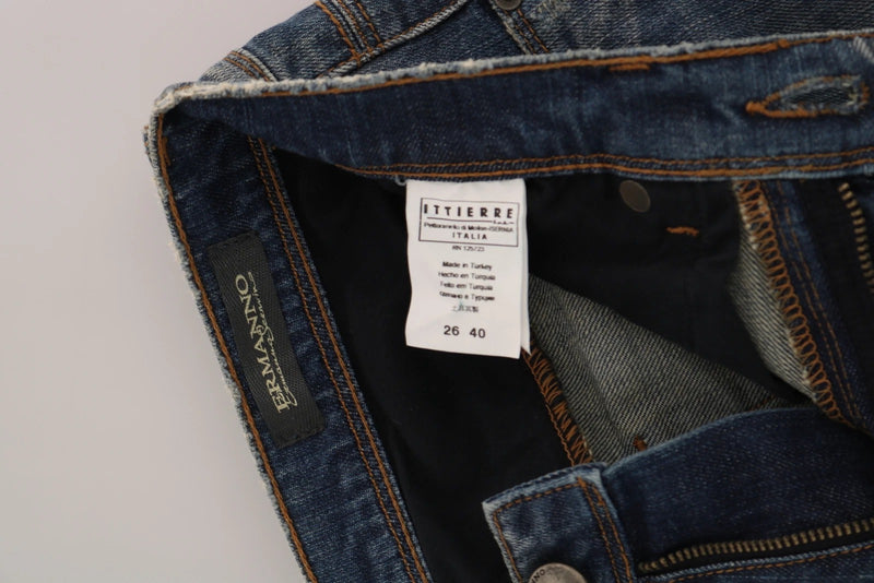 Ermanno Scervino Blue Washed Boot Cut Casual Denim Pants