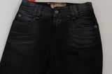 Pantalon en Denim Noir Taille Haute Évasé John Galliano