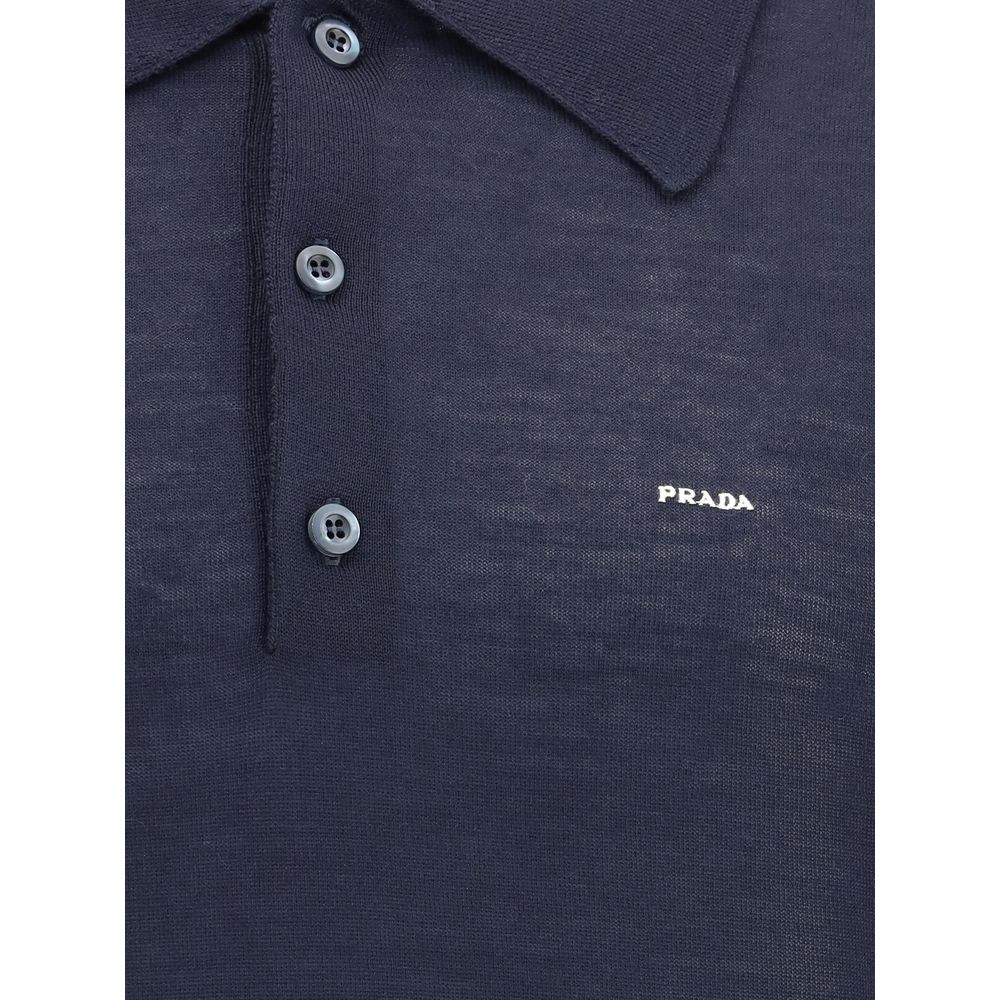 Pull en laine à col polo Prada