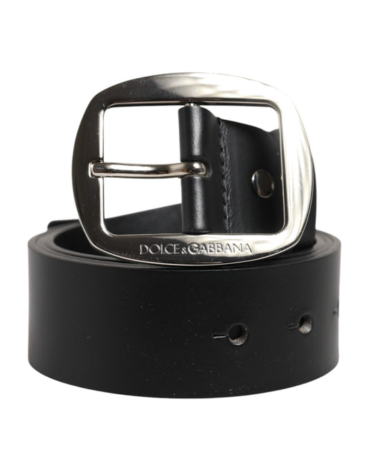 Ceinture homme en cuir noir classique avec boucle métallique de Dolce &amp; Gabbana