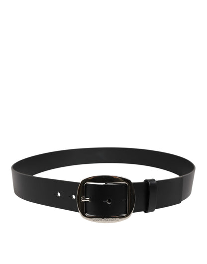 Ceinture homme en cuir noir classique avec boucle métallique de Dolce &amp; Gabbana
