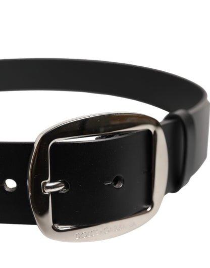 Ceinture homme en cuir noir classique avec boucle métallique de Dolce &amp; Gabbana