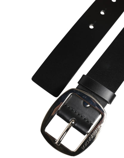 Ceinture homme en cuir noir classique avec boucle métallique de Dolce &amp; Gabbana