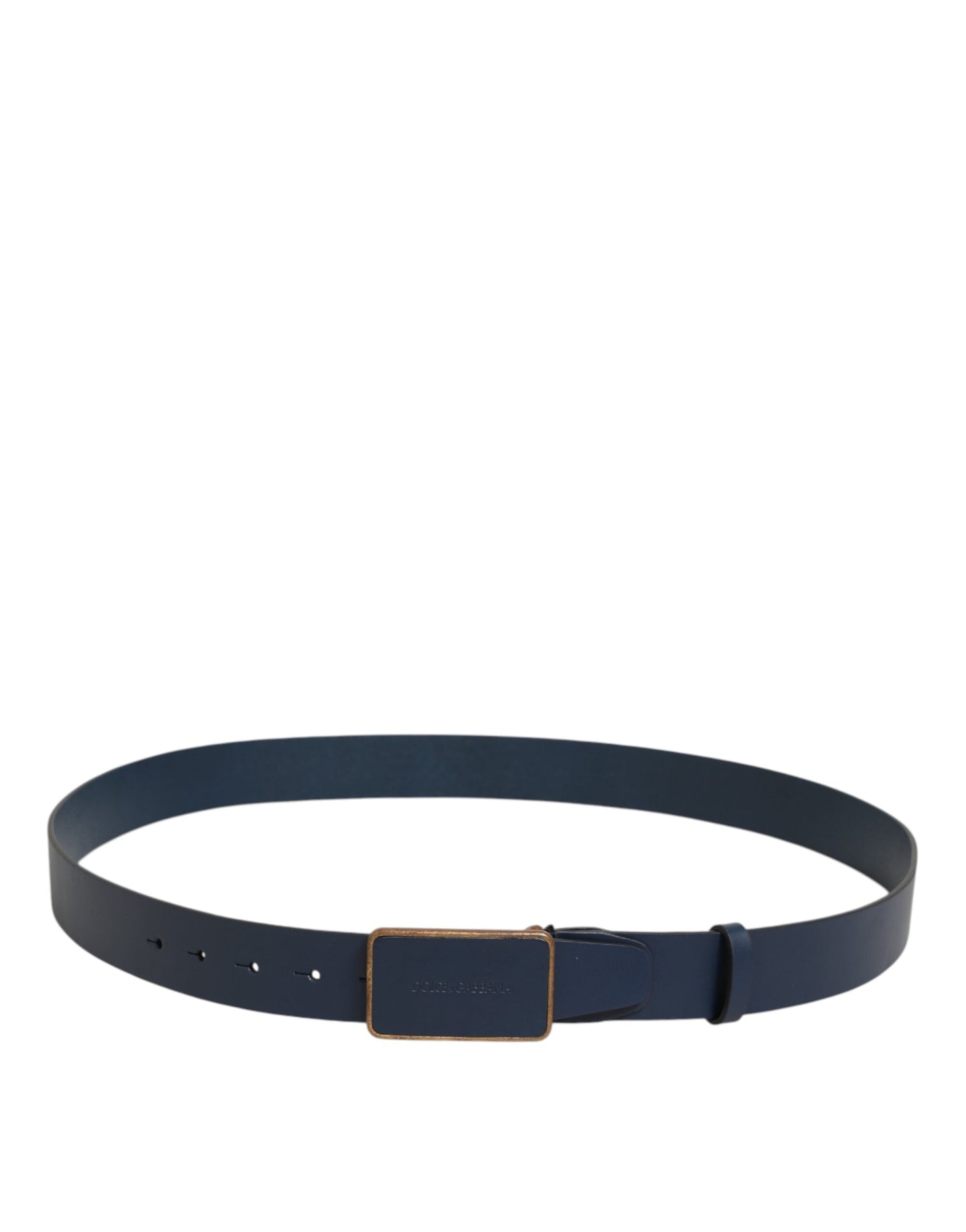 Ceinture classique en cuir bleu Dolce &amp; Gabbana avec boucle en métal et logo