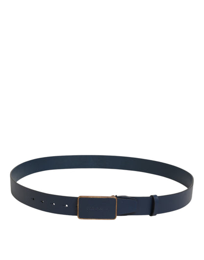 Ceinture classique en cuir bleu Dolce &amp; Gabbana avec boucle en métal et logo