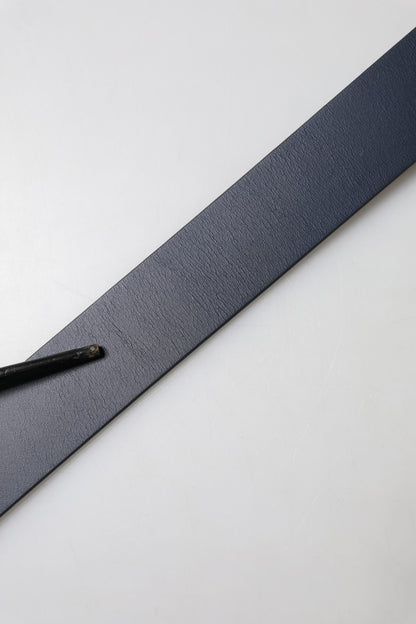 Ceinture classique en cuir bleu Dolce &amp; Gabbana avec boucle en métal et logo