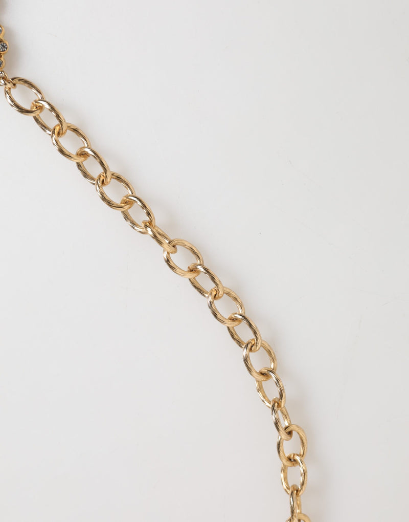 Dolce & Gabbana Gold Crystal Clock Pendant Statement Necklace