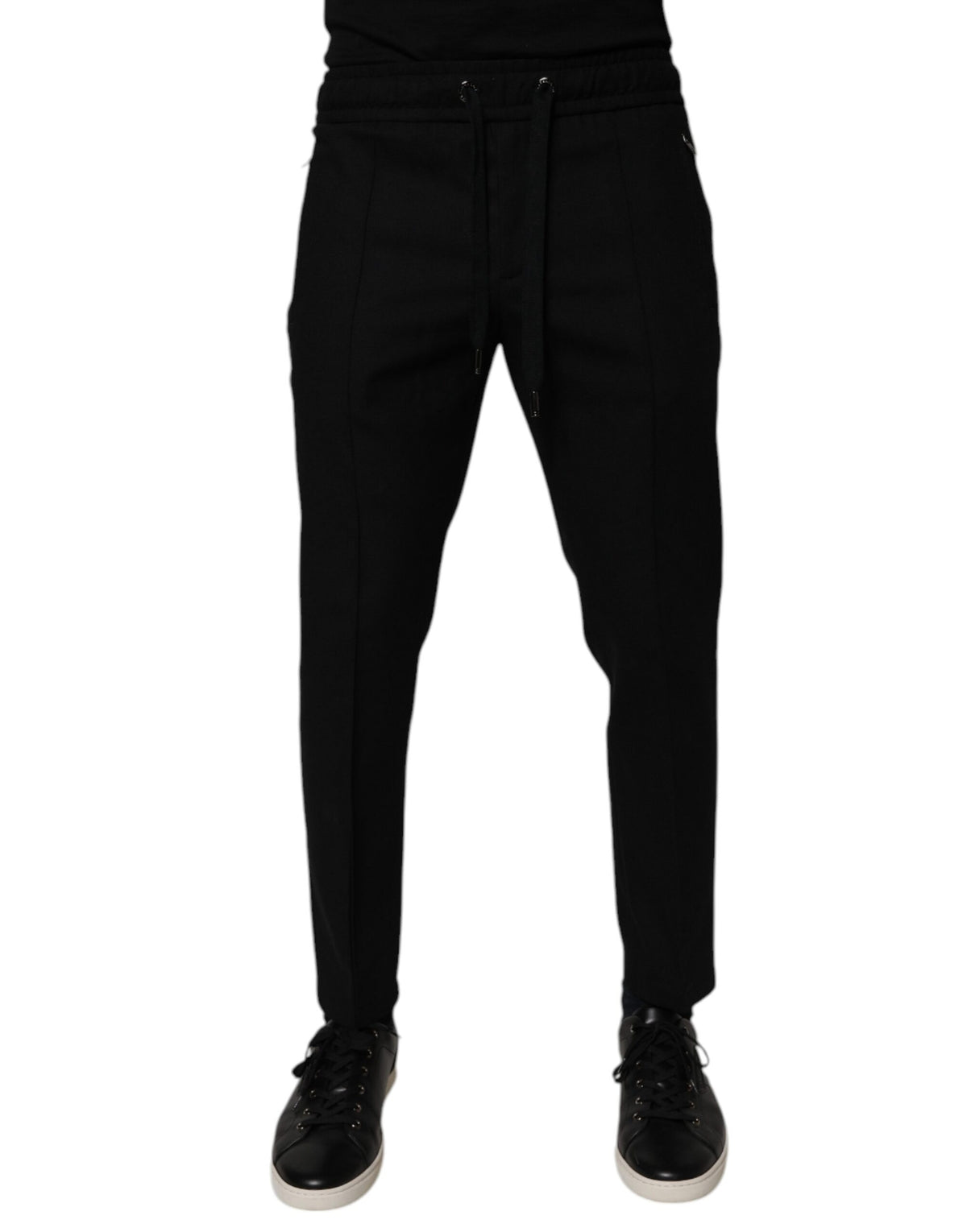 Pantalon jogging skinny noir en laine Dolce &amp; Gabbana pour homme