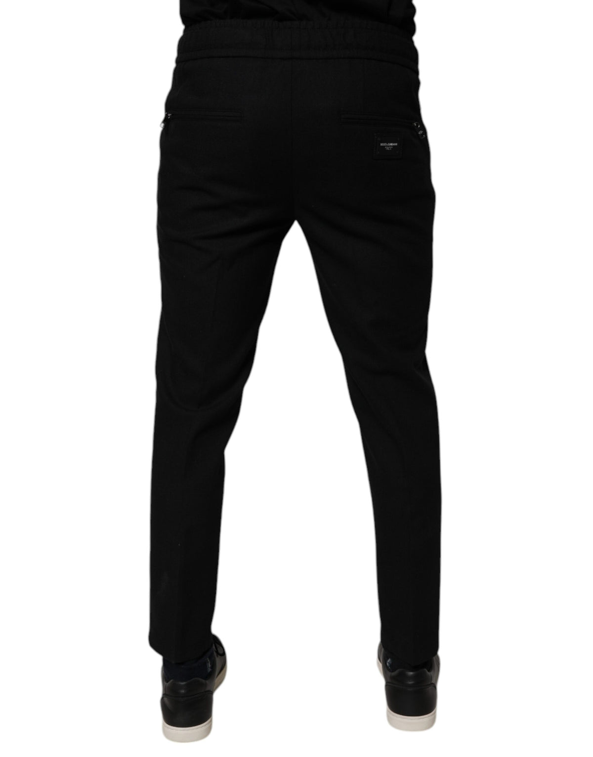 Pantalon jogging skinny noir en laine Dolce &amp; Gabbana pour homme