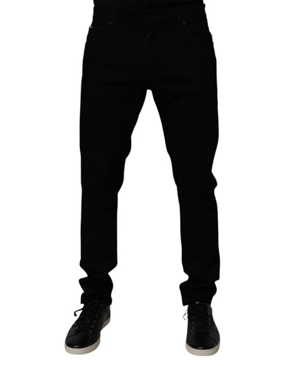 Dolce & Gabbana Black Cotton Stretch Skinny Men Denim Jeans