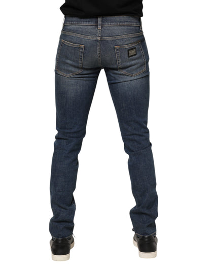 Dolce & Gabbana Blue Washed Cotton Skinny Men Denim Jeans