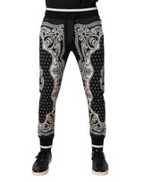 Pantalon de jogging en coton noir à motif bandana Dolce &amp; Gabbana