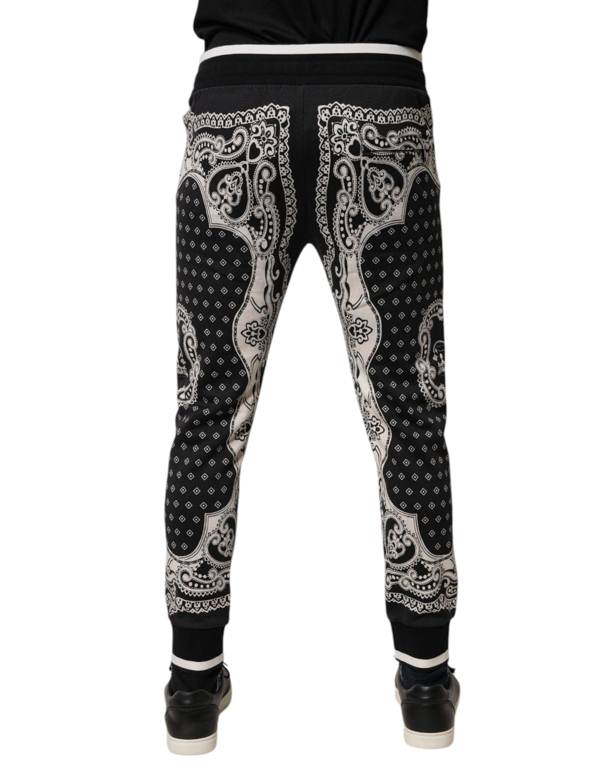 Pantalon de jogging en coton noir à motif bandana Dolce &amp; Gabbana