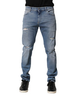 Jean slim en coton bleu délavé pour homme Dolce &amp; Gabbana