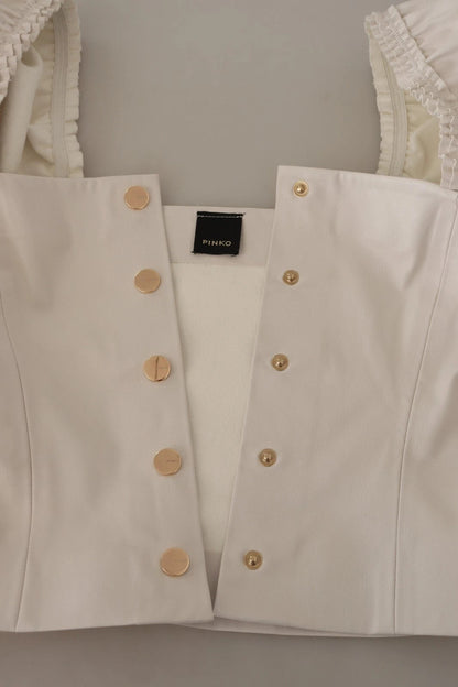 PINKO Blouse blanche à col carré et boutonnage croisé, taille courte