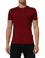 T-shirt à manches courtes en coton rouge bordeaux à col rond de Dolce &amp; Gabbana