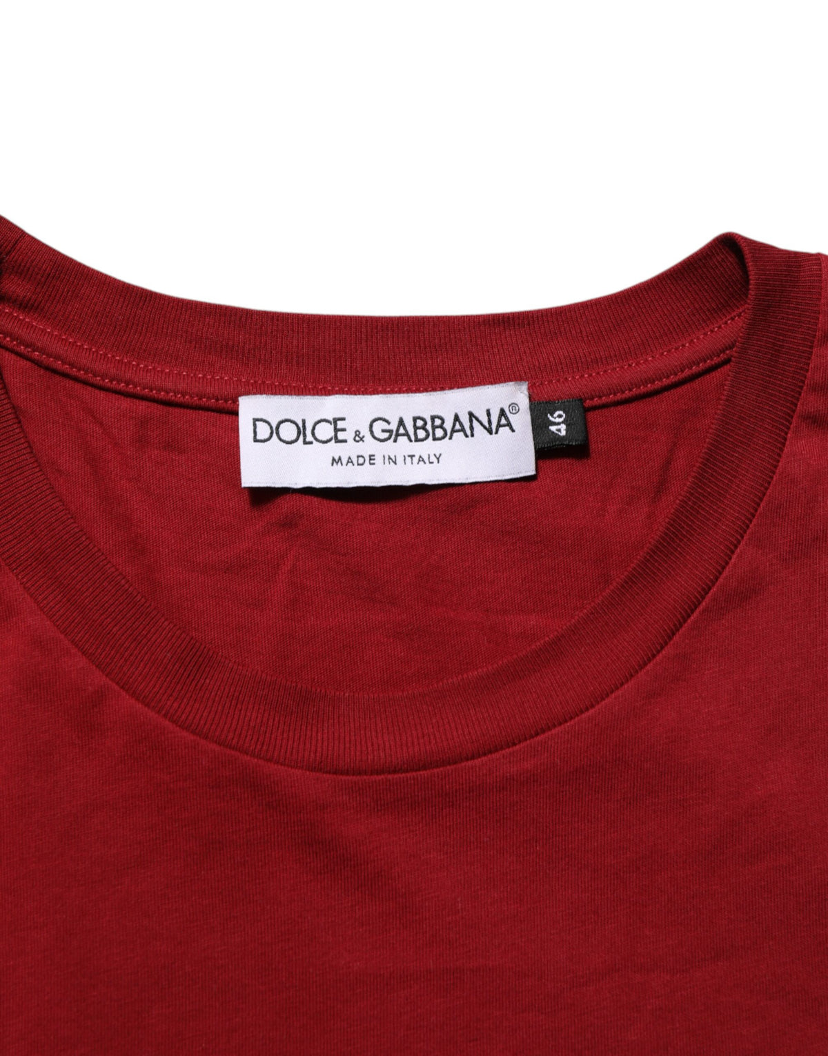 T-shirt à manches courtes en coton rouge bordeaux à col rond de Dolce &amp; Gabbana
